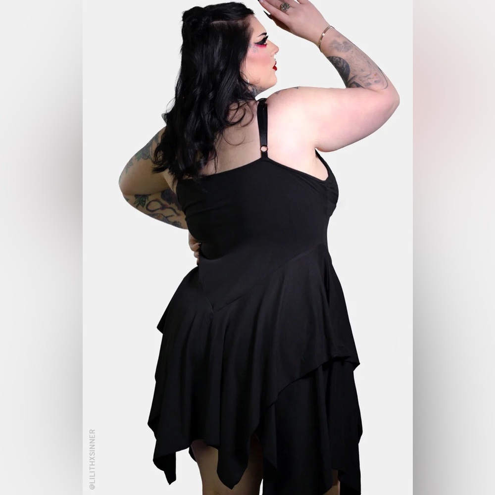 Forest Ink Venom Sleeveless Mini Dress Stretchy Spider Web Black 3XL Plus Size - Picture 2 of 12